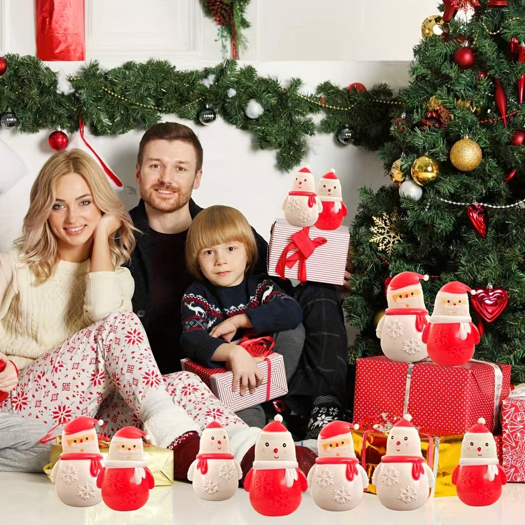 2PCS Squeeze Toy Christmas Santa/Snowman Novelty Popup TPR Fidgets Squeezable Gifts Kids Office Desktop Novelty Best Giving Gift