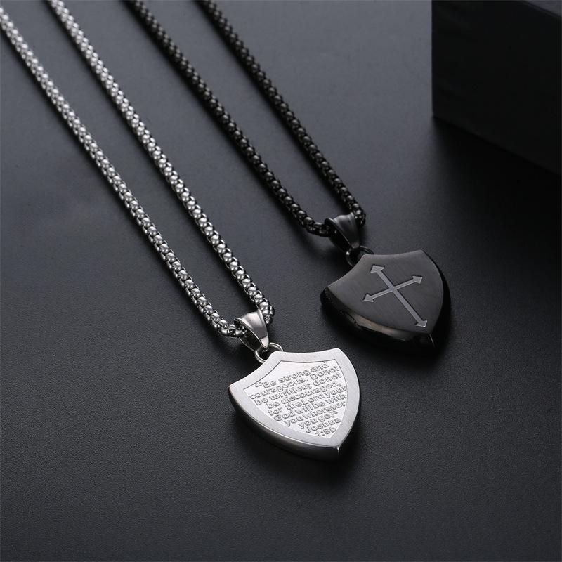 Europäischer und Amerikanischer Schild Kreuz Anhänger Herren Titanstahl Hochwertig Vielseitig Pullover Kette Schmuck
