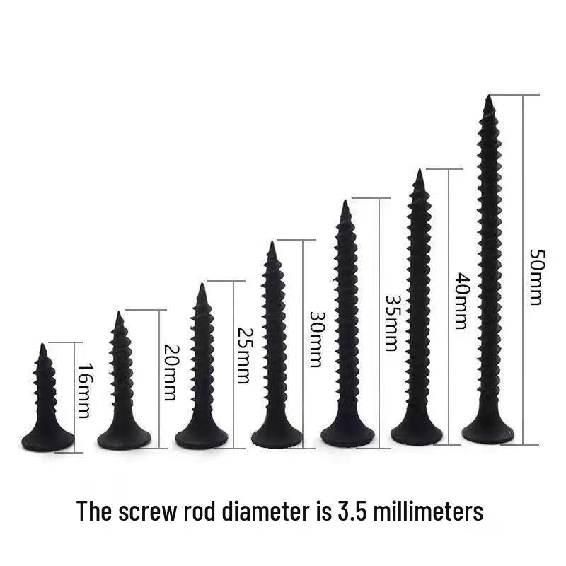 

Высокопрочные черные саморезы для гипсокартона, крестообразный шлиц, 3,5 дюйма, идеально подходят для гипсокартона и дерева. 10 pcs (domestic) - M3.5x60 - 138 pieces/lb