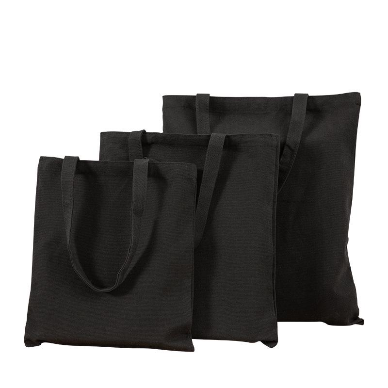 Black Canvas Tote Bag with Logo Print - Eco-friendly for Students