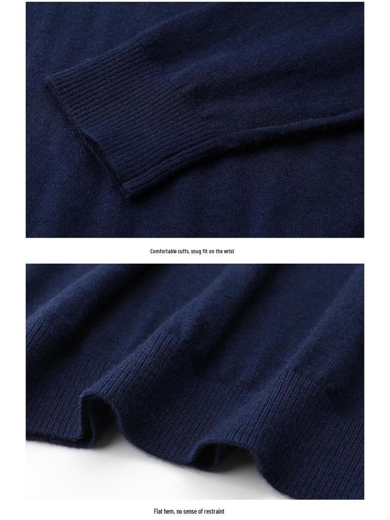 Brand Tagless Men's Cashmere High Collar Windproof Sweater - Warm & Versatile for Autumn/Winter