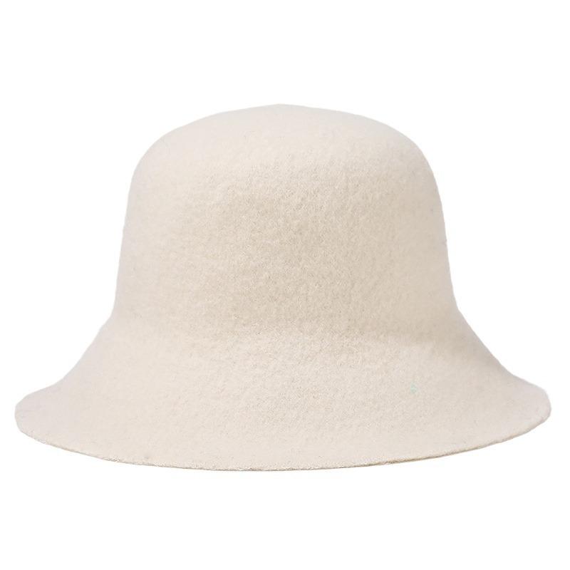 Chapeau de pêcheur en laine pour femme, chapeau seau de couleur unie, chapeau de bassin chaud d'extérieur