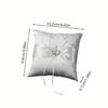 1 pieza de Almohada para Anillos de Boda Cuadrada Blanca Simple de Estilo Europeo con un Lazo de Doble Corazón, Adecuada para Colgar Anillos.