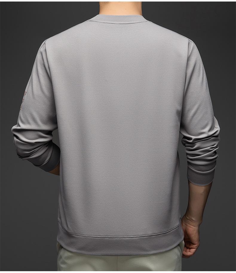 Spring & Autumn Men's Versatile Long-Sleeve Round Neck Solid Color Casual Hoodie - Fashion T-Shirt for Middle-Aged & Young Men