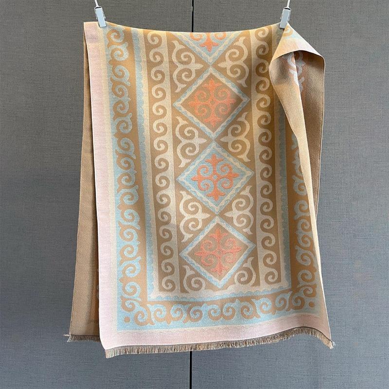 Korean Japanese Style Vintage Geometric Printed Scarf For Women
