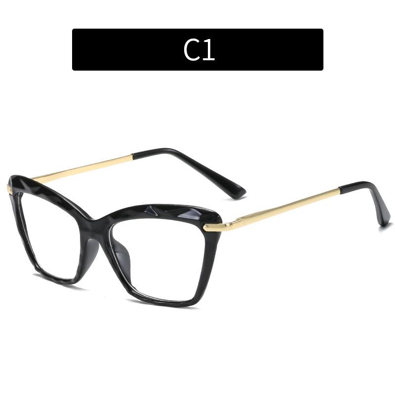 New fashion crystal multi-faceted flat mirror, European and American cat eye anti-blue light glasses frame trendy glasses frame
