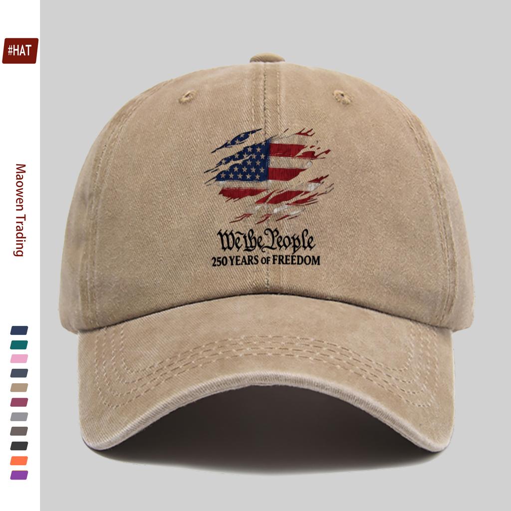 pc American Flag th Anniversary Print Baseball Cap with Confident and Proud Design Adjustable Strap Vintage Washed Fishing