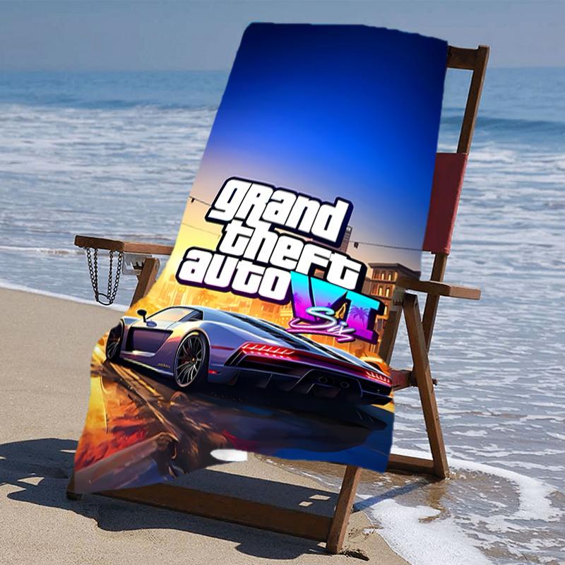 Beach Towel with Game Grand Theft Auto Pattern - Soft,absorbent,machine Washable Lightweight&Modern,swimming,Travel Essentials
