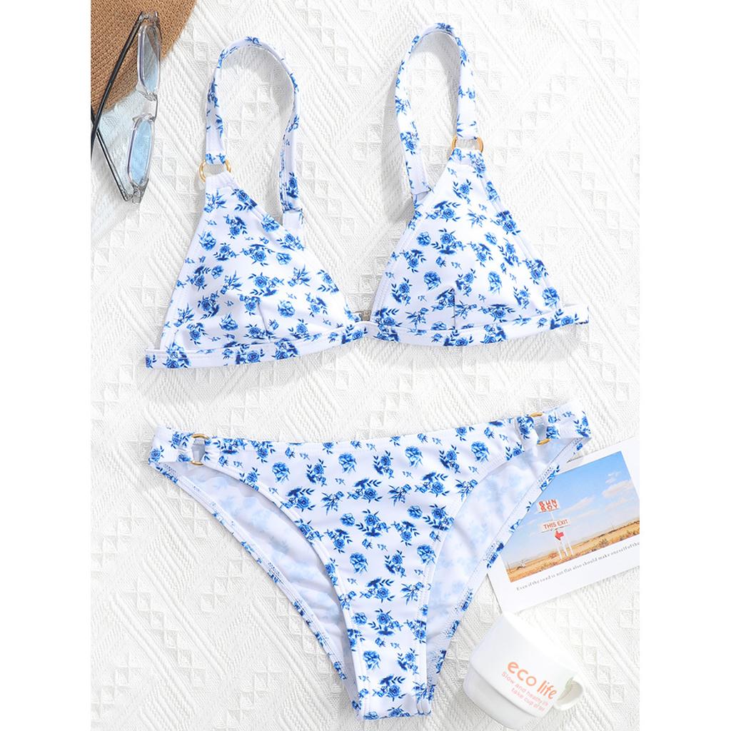 Triangle Bikini Set Plavky s květinovým potiskem Dámské plavky s nízkým pasem Dámské plavky Sexy plavky léto