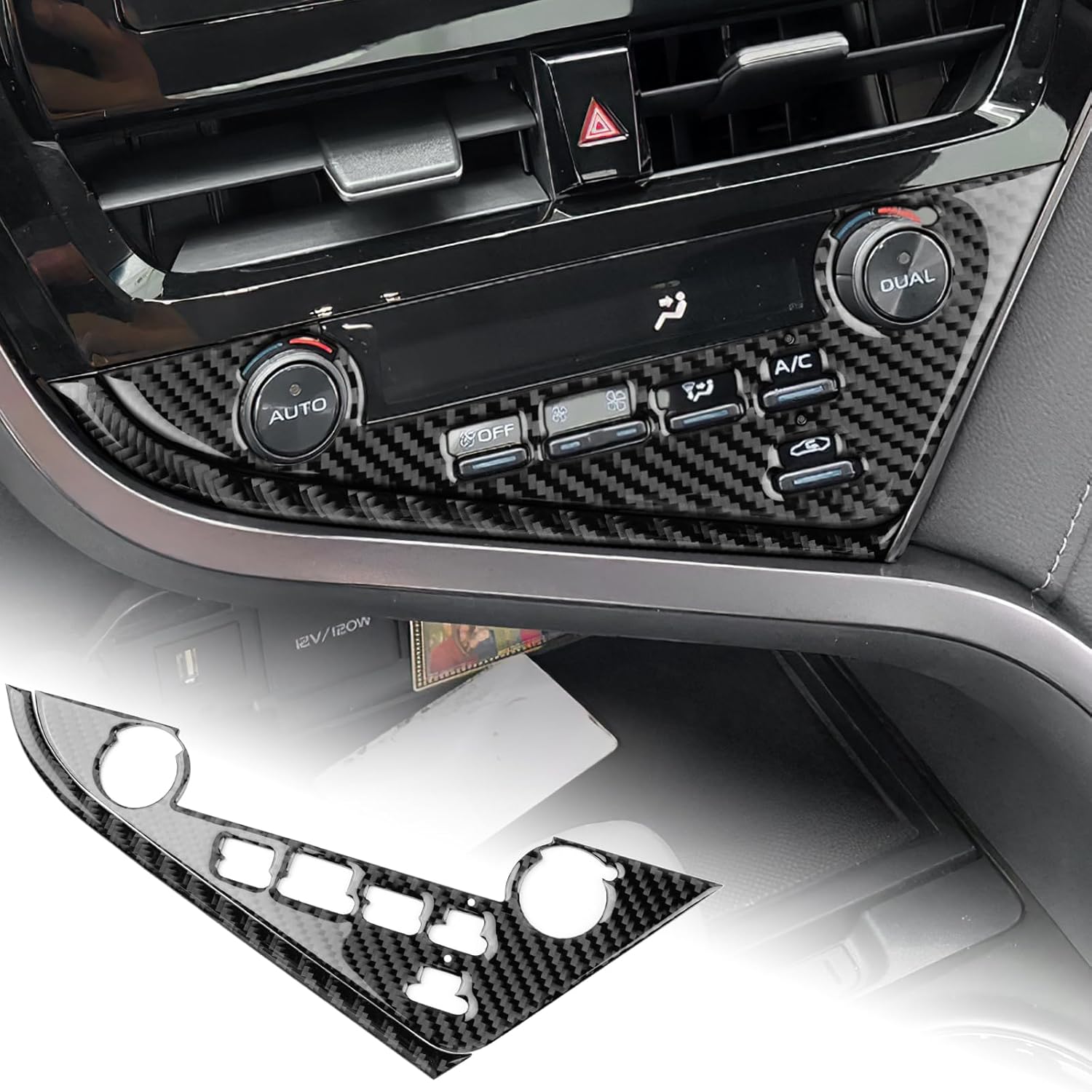 

AIRSPEED Carbon Fiber for 2018-2024 Toyota Camry Center Console Button Frame Cover Car Interior Trim Accessories, Black, Type A with Windshield No Windshield Defogging B