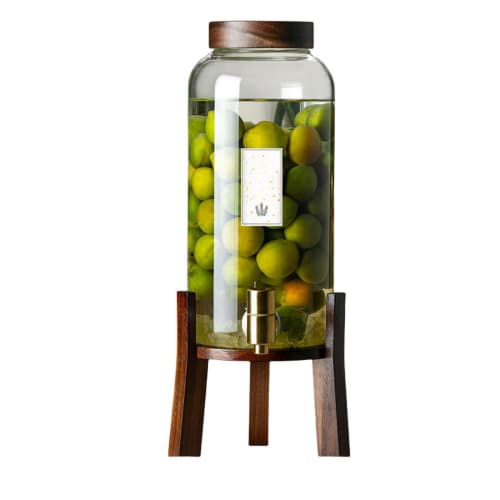 Bxzzuis Glass Drink Server with Faucet, Large Capacity 3L/4L/5L/6L, Water Bottle/Storage Container, Drinking Water Bucket, Plum Wine, Juice, Beer, Sea