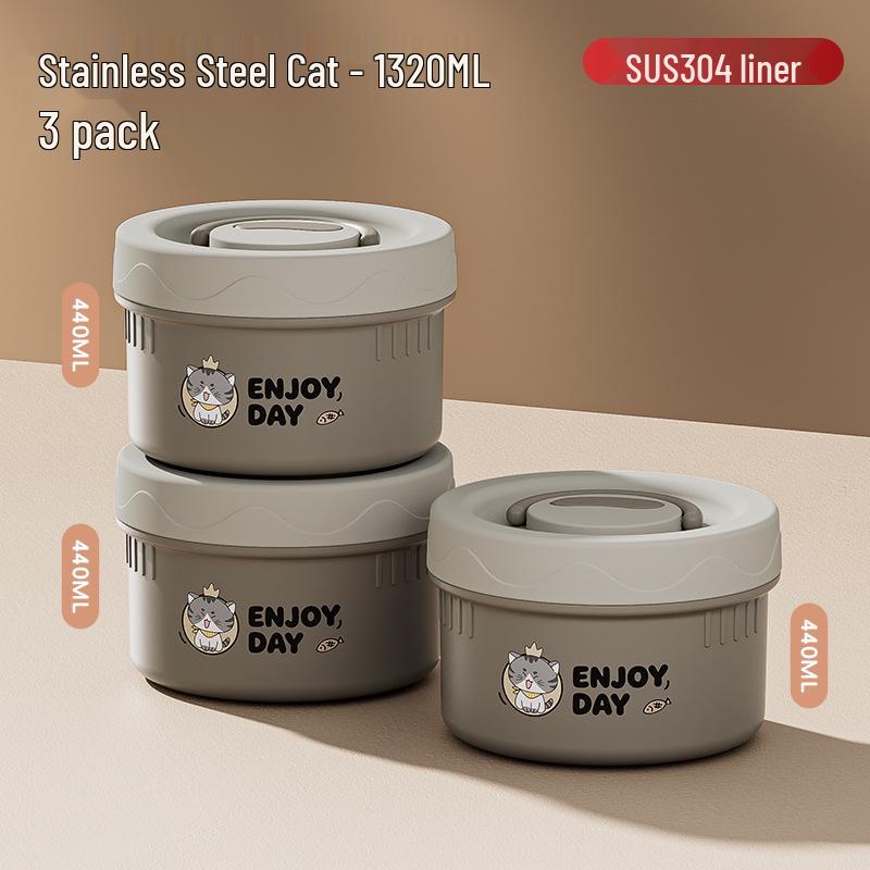 304 Stainless Steel Insulated Japanese-Style Bento Lunch Box - Microwaveable for Office Workers and Students