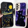Black Night Star Cat Case for Samsung Galaxy A16 A12 A13 A53 A54 A15 A23 A71 A72 A34 A56 A26 A32 A35 A36 A51 A73 Phone Cover