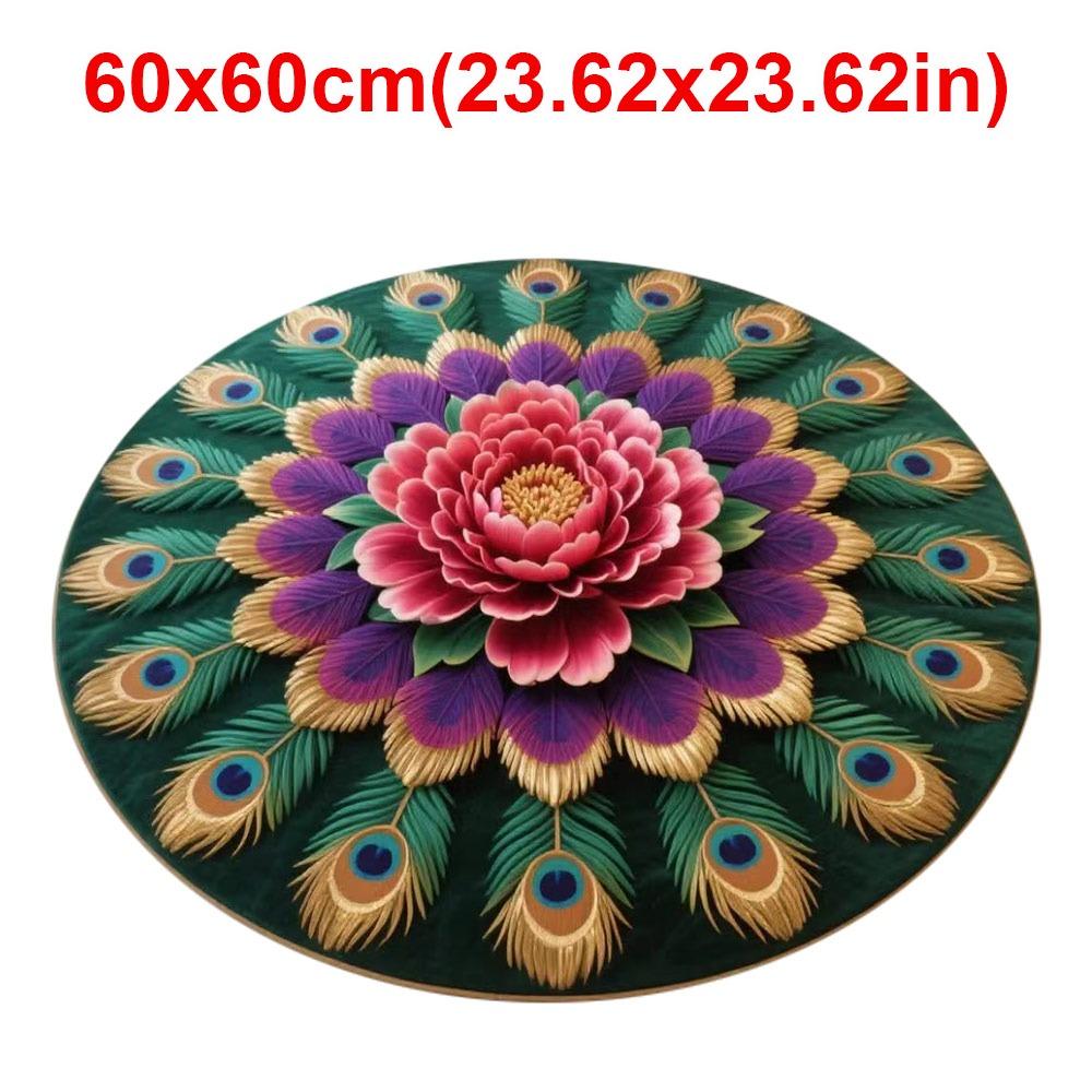 Special-shaped Peacock Carpet Soft Non-slip Peacock Mat 60x60cm/100x100cm Absorbent Bathroom Floor Mat