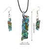 Blue Glass Necklace Earrings Set for Decoration Fashion Jewelry Painted Spiral