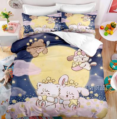 Kawaii MIKKO Ložní soupravy Přikrývka Prošívaná přikrývka Přehoz na postel Povlak na přikrývku Povlak na polštář 2-3dílné sady Dětská Dospělá velikost Kreslená dekorace