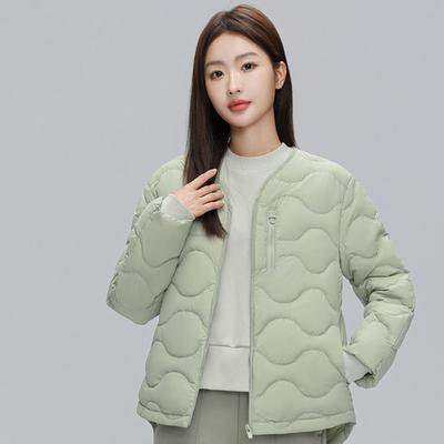 Winter Clothing Collar Collarless Light and Thin Short Slim Down Jacket Women's Large Size Round Neck Short Down Jacket