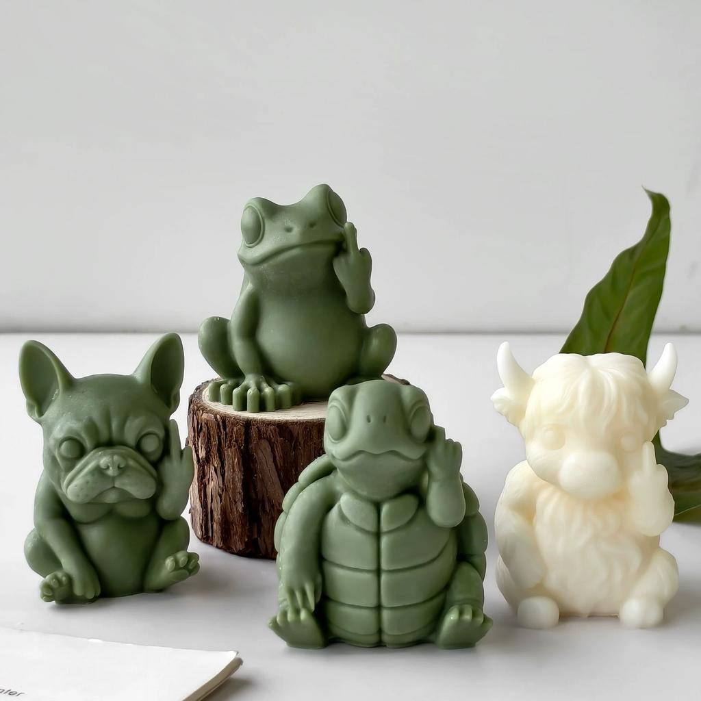 1Pc Funny Animal Soy Wax Scented Candle - Frog/Yak/Bulldog/Middle Finger Photo Prop Valentine's Day Unique Creative Gift