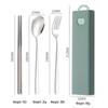 304 Stainless Steel 3-Piece Cutlery Set: Spoon, Fork, Chopsticks with Portable Storage Box for Students & Outdoors
