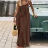 Summer Backless Cami Dress for Women Flowy Beach Vacation Maxi Sundress Spaghetti Strap Loose Lounge Dress