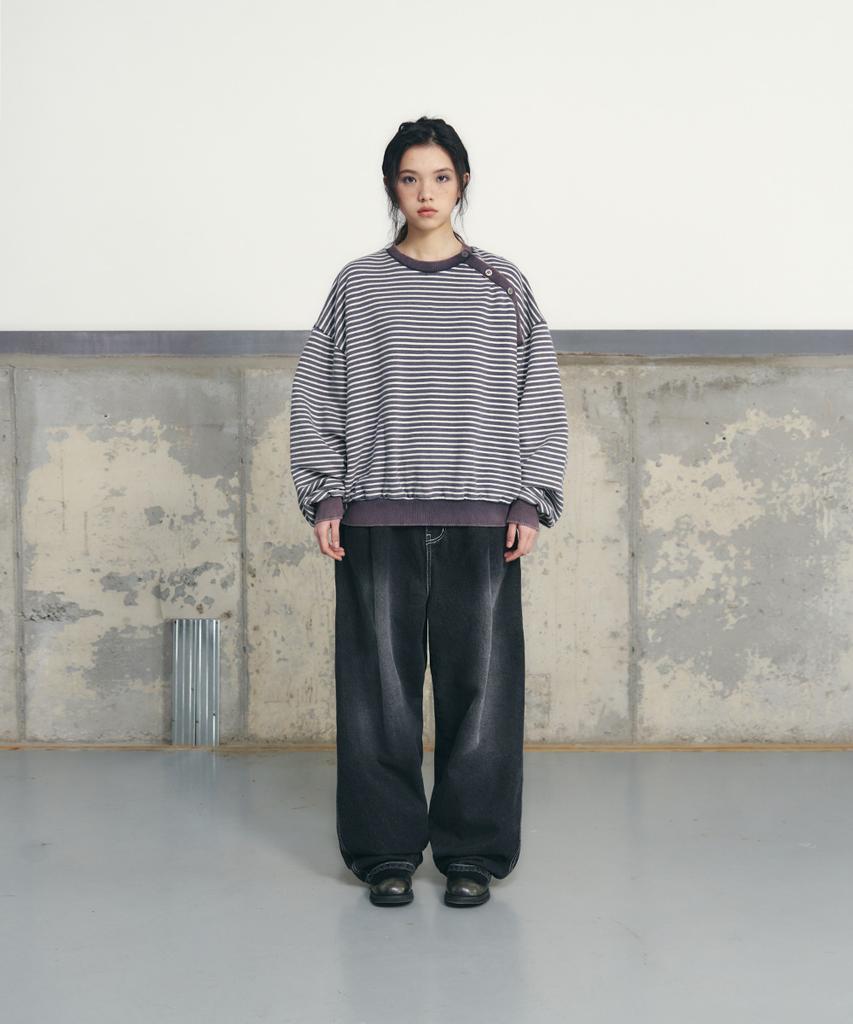 Eonyujeulaeb One-Pleat Denim Pants [Black]