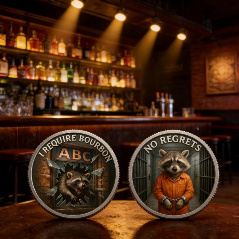 Alloy Trashed Panda Incident Challenge Coin Hilarious Challenge Funny Raccoons Drinking Emboosed Coin For Collection Gift