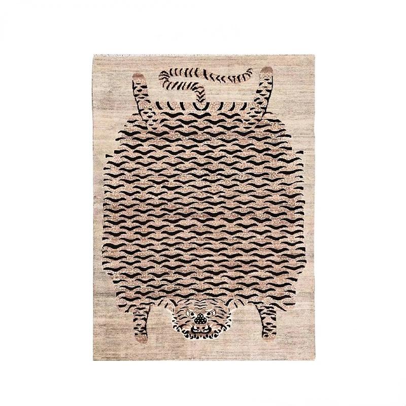 Carpet for Living Room Retro Animal Abstract Printed Children's Bedroom Fluffy Rug Home Decoration Luxury Large Area Plush Mat