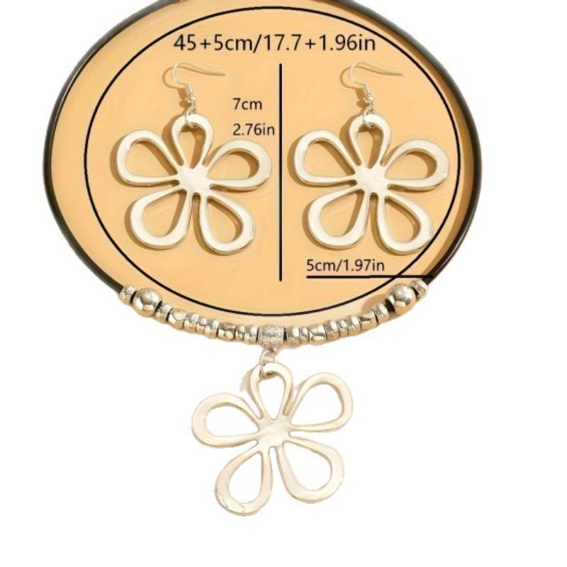 Ensemble de bijoux Collier pendentif fleur géométrique creuse corde noire Boucles d'oreilles fleur creuse
