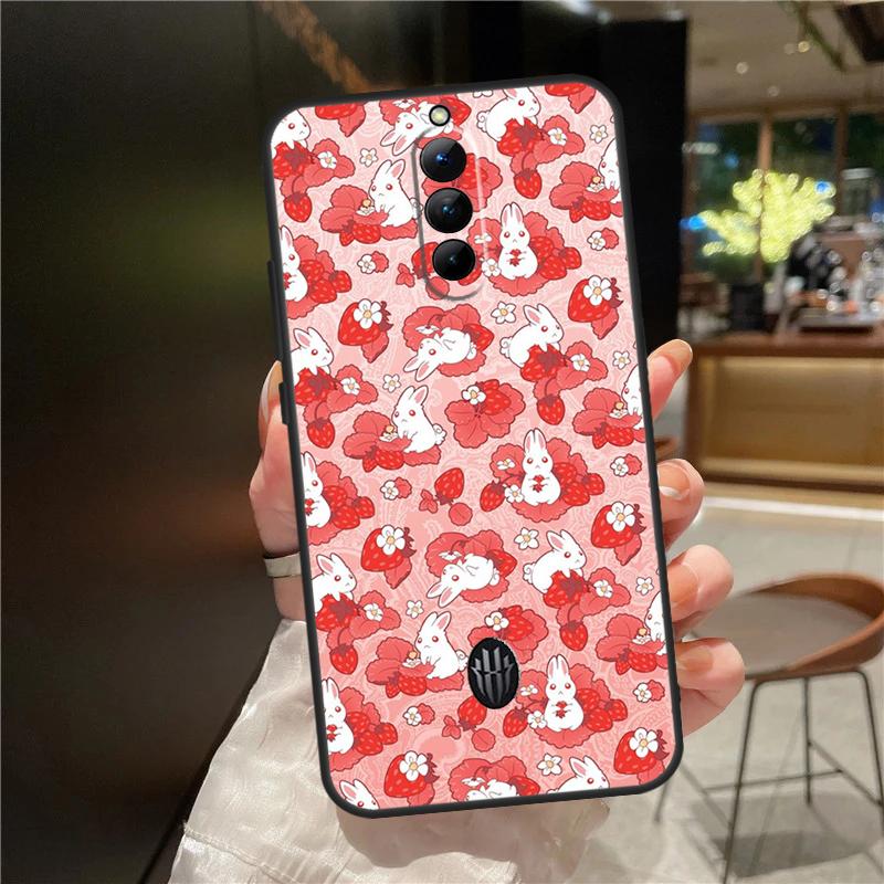 Cute Strawberry Case For ZTE Nubia Red Magic 11 10 9 8 9S 8S 10S Pro Plus 6 7 6S 7S For RedMagic 10 Air Cover