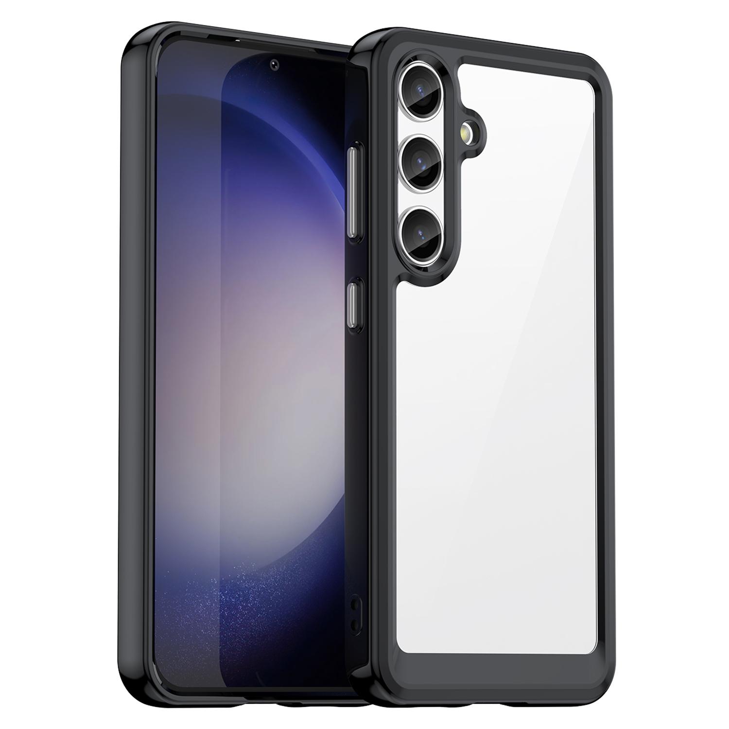 

For Samsung Galaxy S25+/S24+ Case TPU+Acrylic Anti-Scratch Phone Back Protector Black