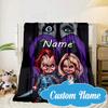 Custom Name Chucky's Bloody Adventure Blanket bed sofa Blanket Flannel Blanket for Camping, Hiking, Picnic Essentials,gift for Fan family