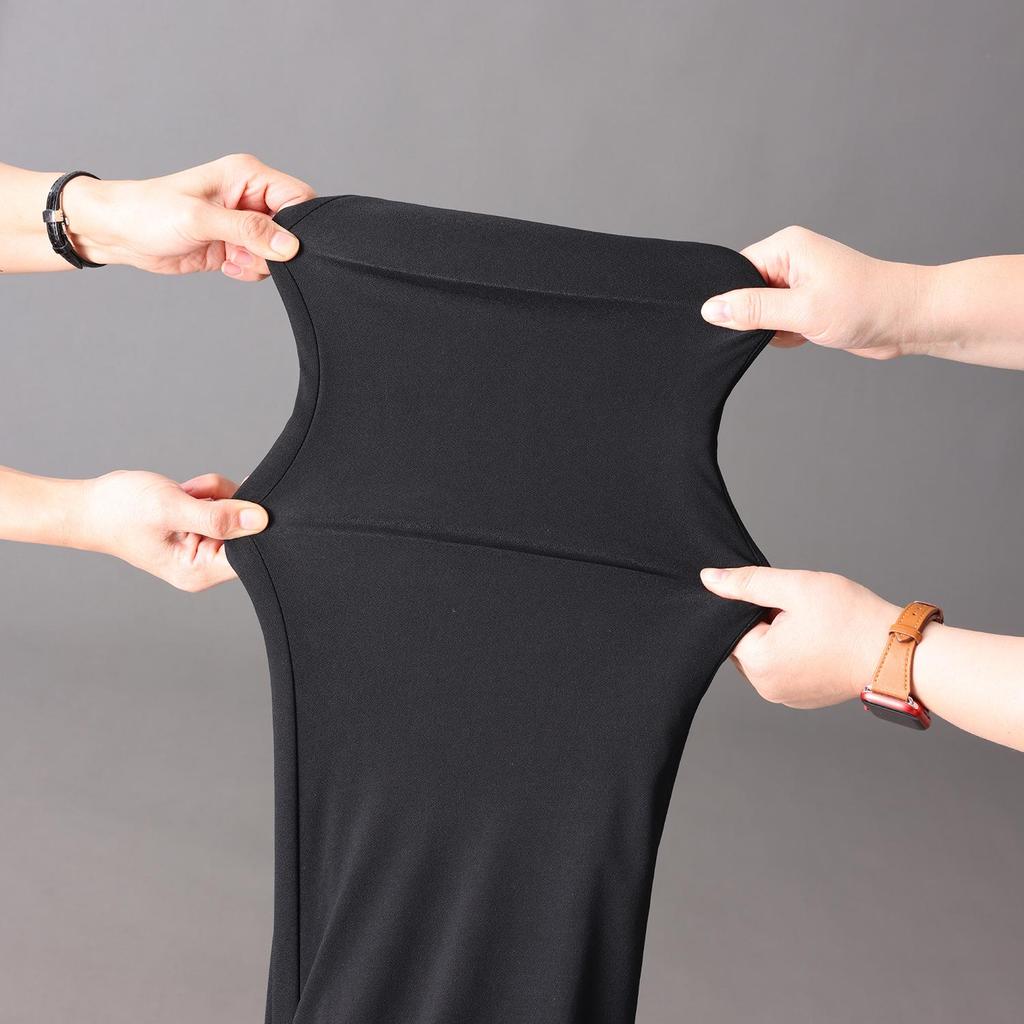 Men's Winter Warm Three-Layer Elastic Cotton Trousers with Velvet Lining for Middle-Aged and Elderly