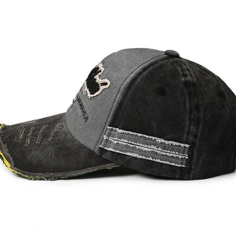 Retro hard peaked hat, big headband, big brim, hip-hop street photography, trendy sun hat, men's and women's embroidered letters, big brim