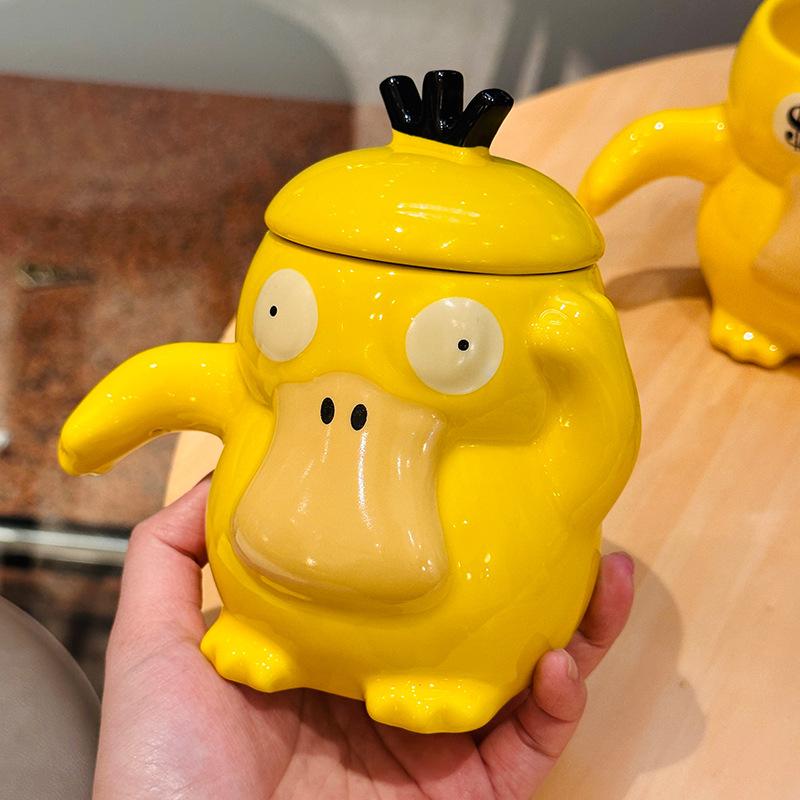 Cute Cartoon Cute Duck Ceramic Water Cup With Lid Household High Value Mug Creative Gift Cup Souvenir