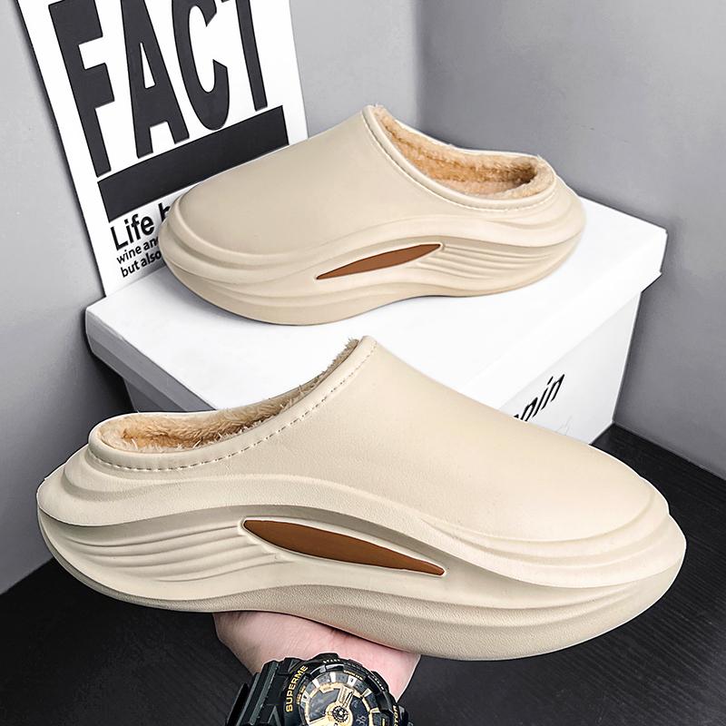 New Winter Slippers for Men Bread Shoes Round Toe Water Proof Trendy All-match Explosive Style UETEEY Men White Fashion Shoes