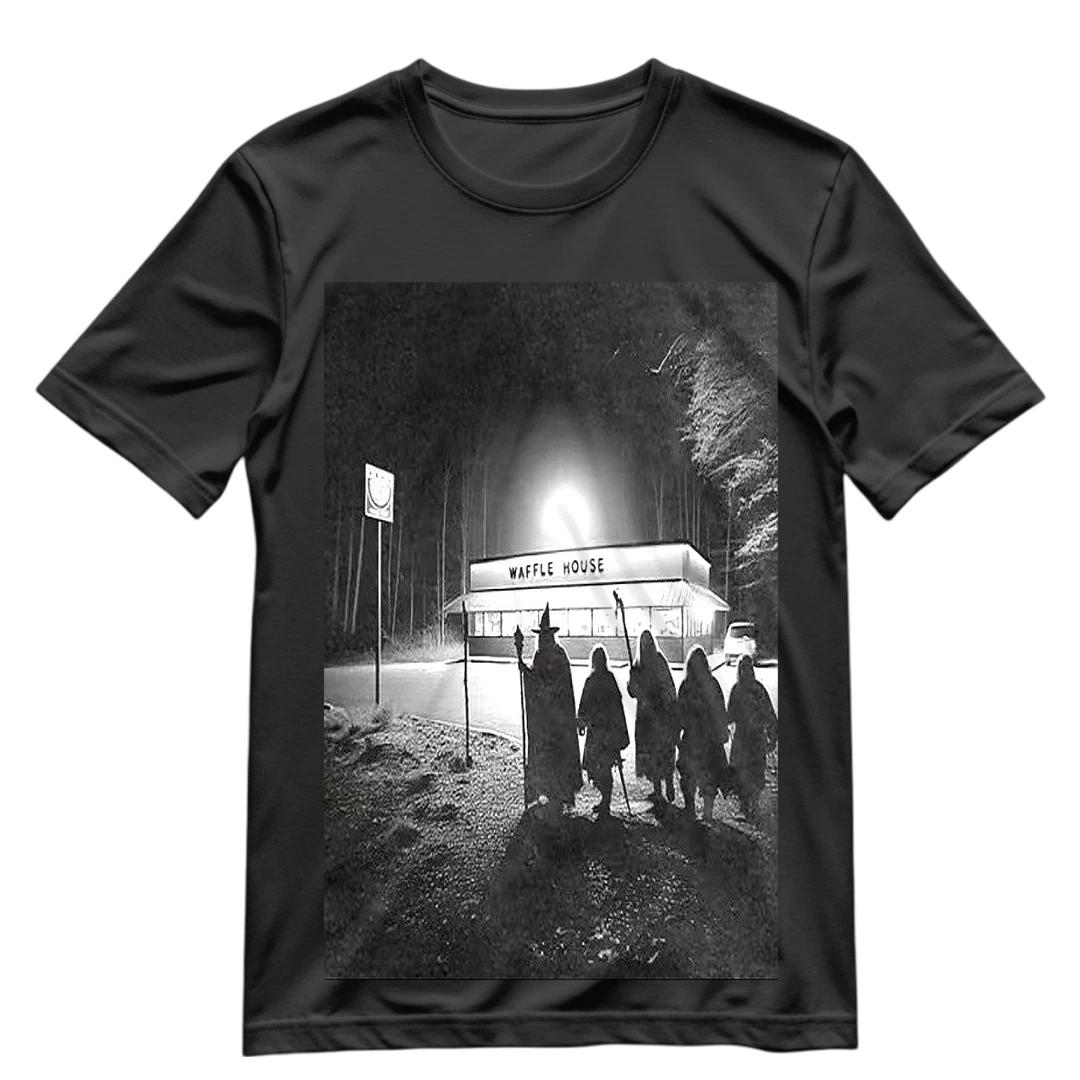 

The Lord of The Rings T Shirt Gandalf and Crew At Waffle House Shirt Funny S-3XL L