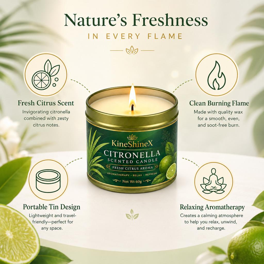 Lemongrass Scented Candle for Garden Patio - Aromatherapy Candle for Outdoor Use