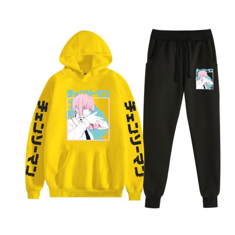 Chainsaw Man Couples Hoodie Sweatpants Set Long Sleeve Casual Outfit Men Women