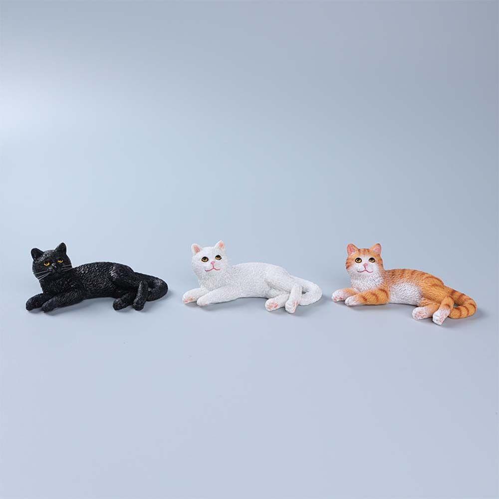 Simulation Cat Pet Model Cartoon Lying Cat Statue Adorable Cat Ornament  Dashboard Figurine