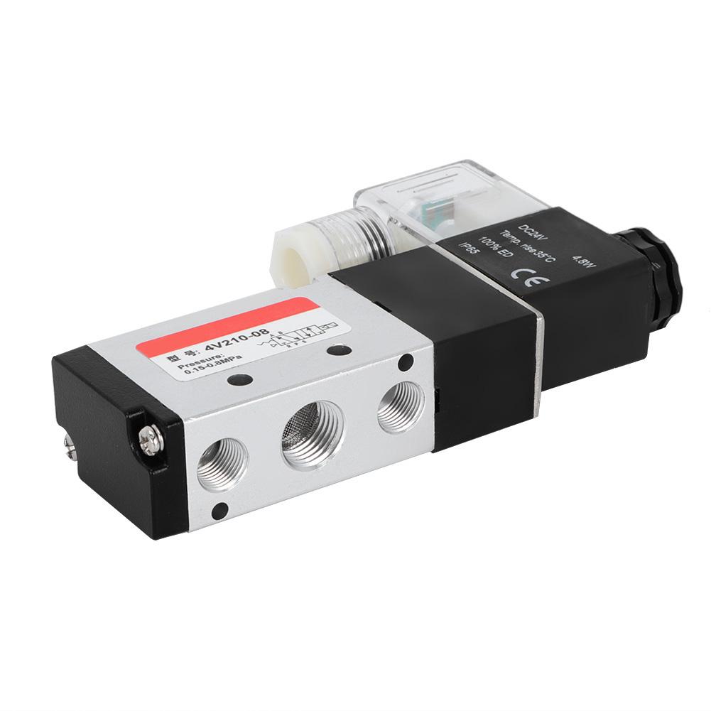 2 Position 5 Way Aluminum Alloy Pneumatic Solenoid Valve Pneumatic Piping Equipment (24V)