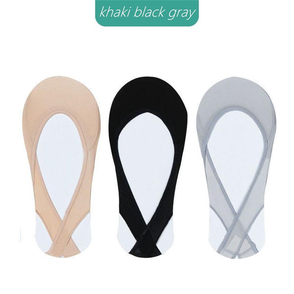 3 Perechi Șosete Invizibile de Bumbac Tip Barcă Șosete de Vară din Mătase de Gheață cu Gură Joasă pentru Pantofi cu Toc Înalt Sling de Silicon Antiderapant