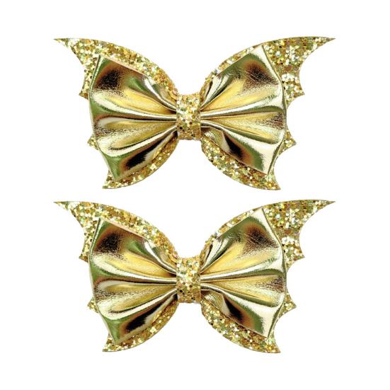 2/6Pcs Halloween Hair Clips Bat Wing Design Shiny Hairpin Women