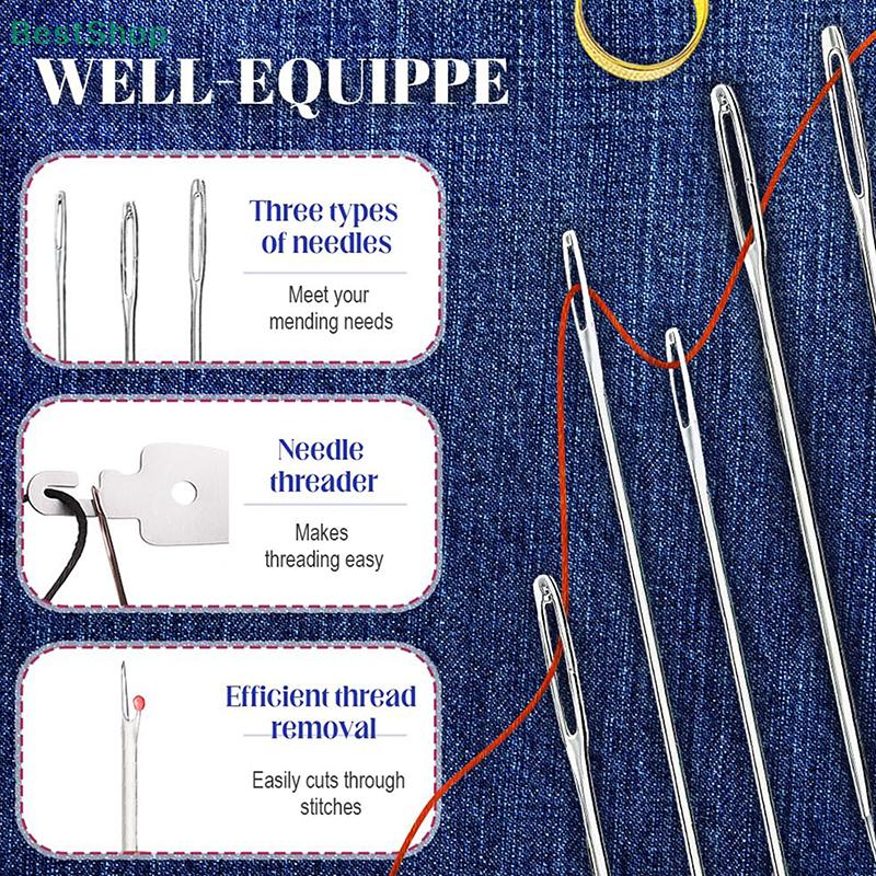 37Pcs Stainless Steel Large Eye Sewing Needles Set With Diverse Practical Tools Home DIY Jewelry Apparel Craft Sewing