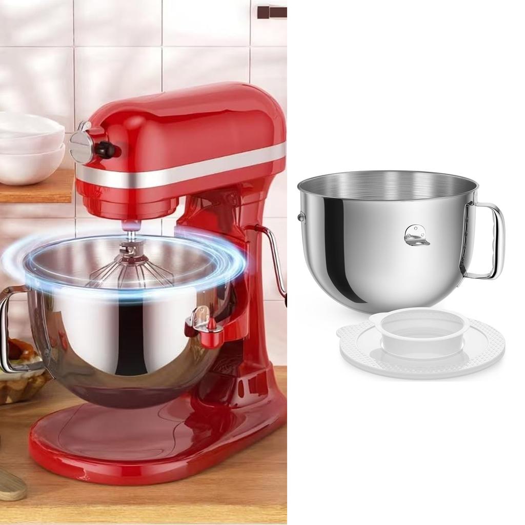 Multifuntional Bowl Lid Mixer Bowl Blender Cover Mixers Lid Stainless Steel Replacement Bowl for 6QT Stand Mixers