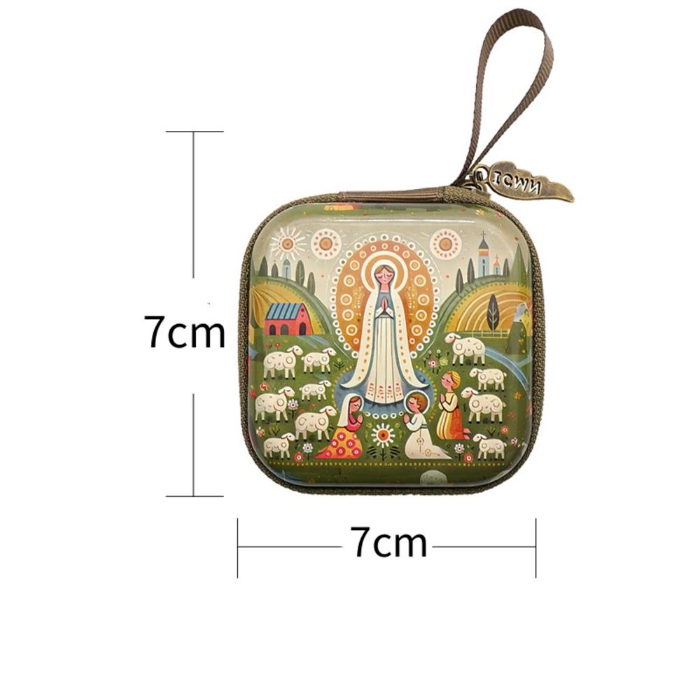 9x7cm Virgin Mary Jesus Prayer Rosary Bag Religious Jewelry Storage Box Prayer Beads Rosary Box Christian Gifts