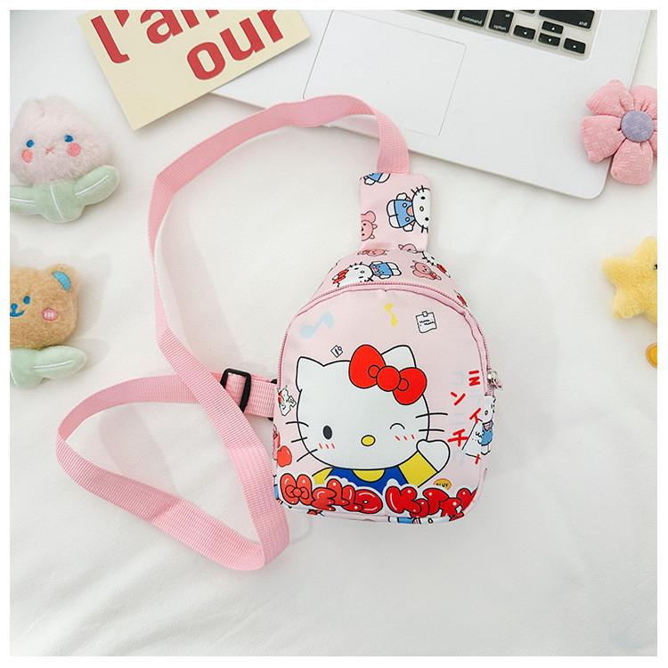 Hello Kitty Kids Crossbody Bag Lightweight Nylon Chest Pack For Daily Essentials Unisex Design
