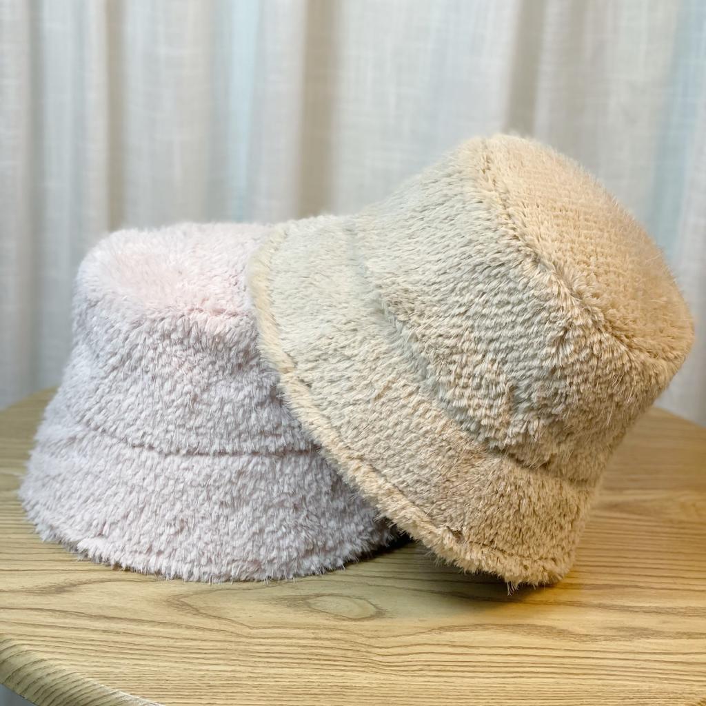 Nowy Styl Kapelusz Rybacki Damski Zimowy Futro Norki Wszechstronny Kapelusz Typu Basin Japoński Jednolity Kolor Pogrubiony Kapelusz Bucket Zimowy Modny