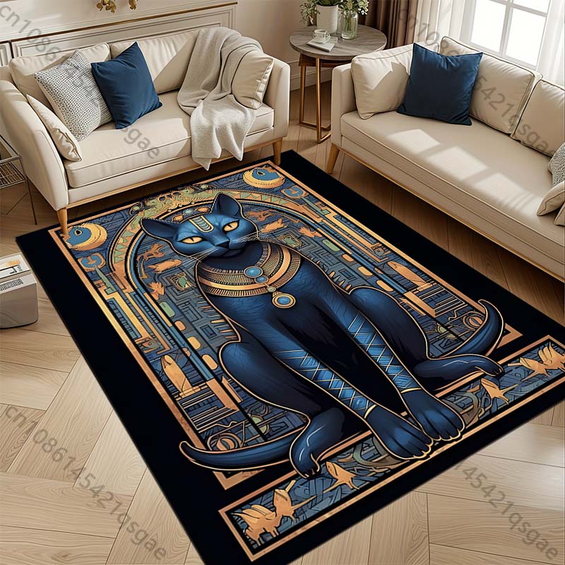 1PC Egyptian Black Cat Pattern Rug Carpets Bedroom Living Room Bathroom Mat Creative Door Mat Cloakroom Home Decor Area Rug