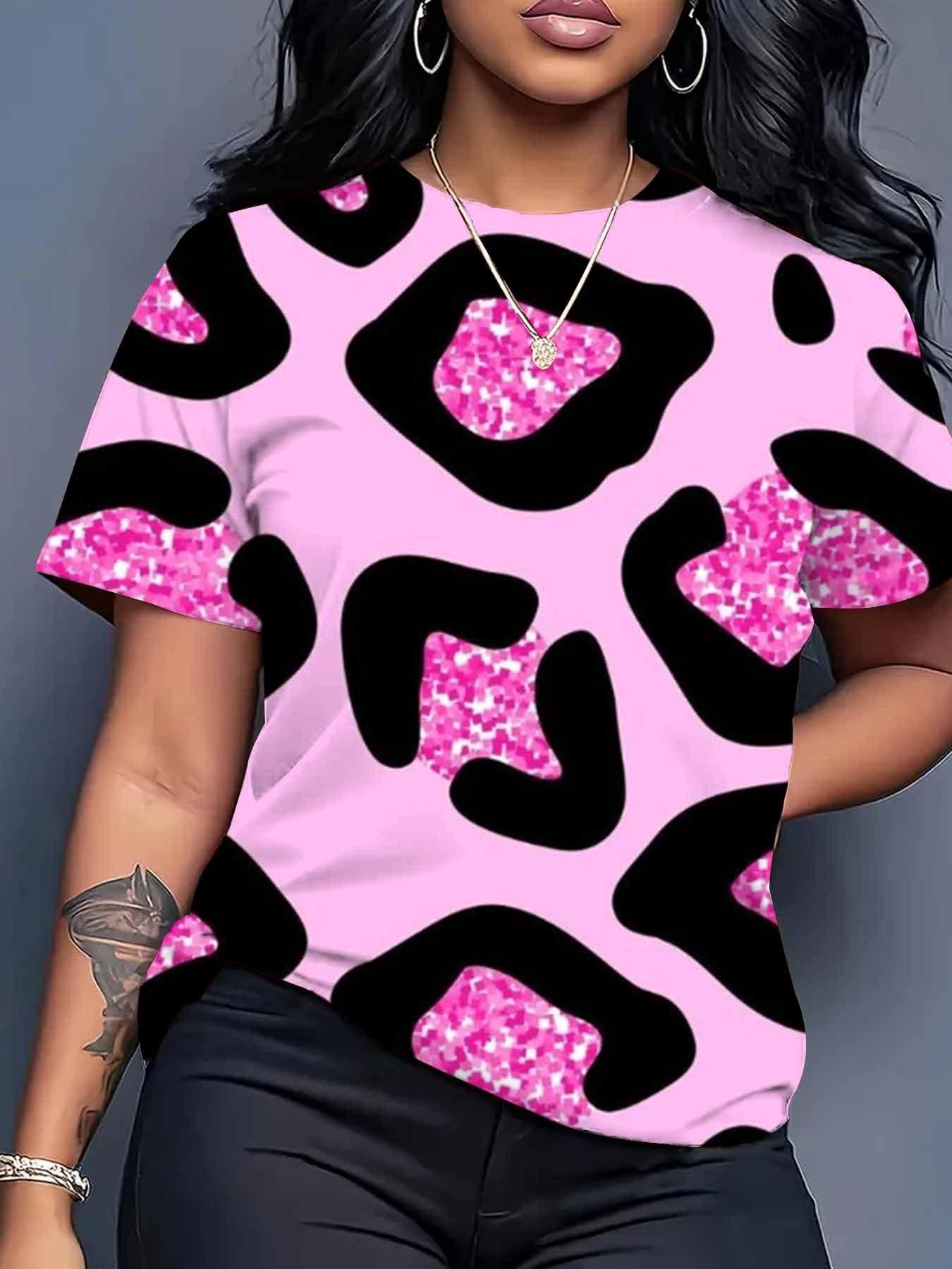 

Colorful Printed Graphic T-Shirt Plus Size Comfortable Short Sleeve Shirt Women s Fashion Clothing 5XL