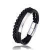 2025 Blue Stone Bracelet Genuine Blue Leather Braided Bracelet Stainless Steel Magnetic Clasp Tiger Eye Bead Bangles Men Jewelry